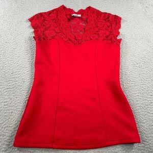 Cache Dress Womens Small Red Sheath Sleeveless Classic Minimalist Party Cocktail